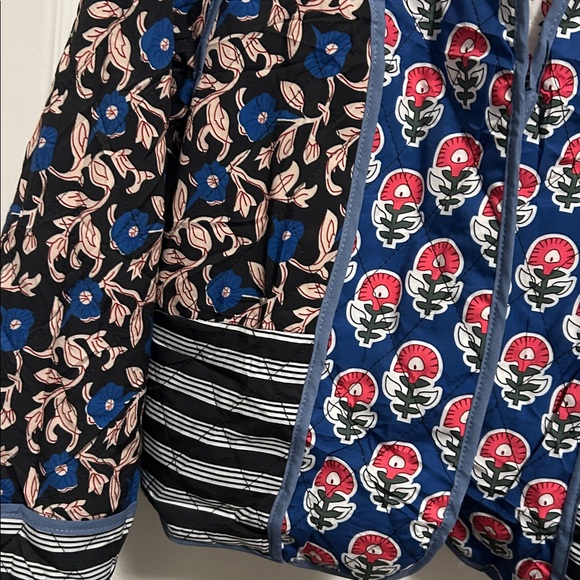 Patchwork Printed Blue Reversible Quilted  Coat Puffer Jacket - Picture 2 of 8